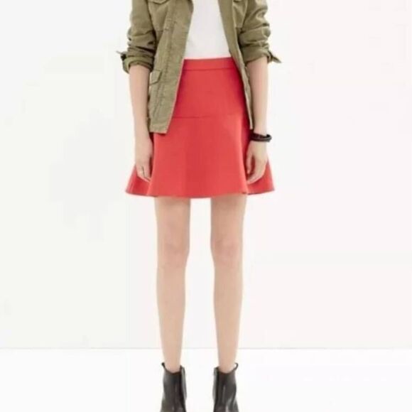 Madewell Women Wavelength Mini Skater Skirt Sz 0 Red Flare Flowy Preppy Feminine - Picture 1 of 6